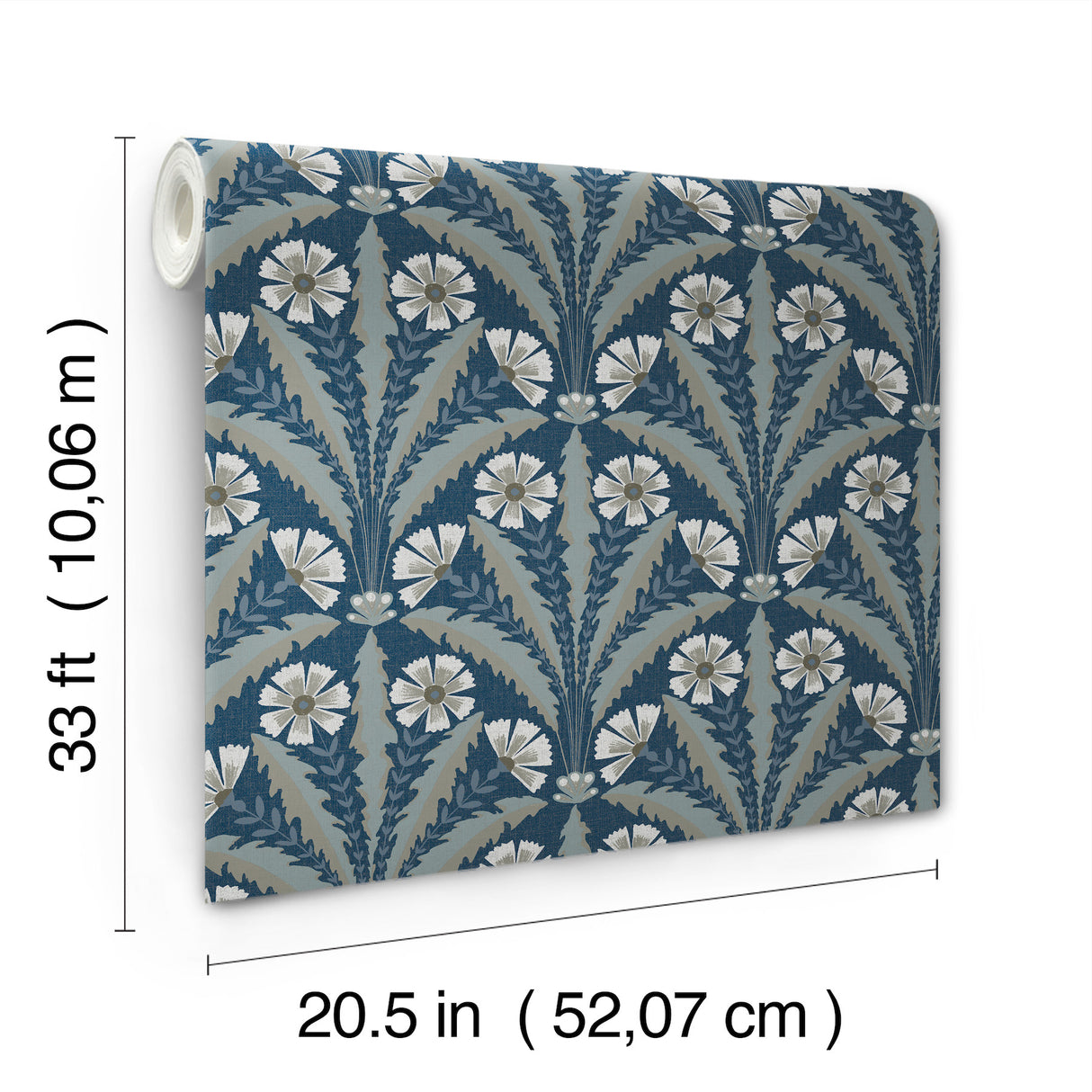 Tap Root Dark Blue by Chesapeake Floral Damask Wallpaper – Brewster Home Fashions 4169-27600