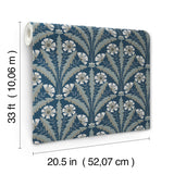 Tap Root Dark Blue by Chesapeake Floral Damask Wallpaper – Brewster Home Fashions 4169-27600