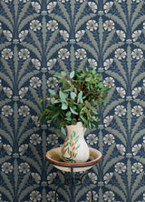 Tap Root Dark Blue by Chesapeake Floral Damask Wallpaper – Brewster Home Fashions 4169-27600