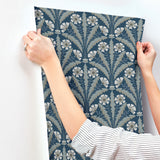 Tap Root Dark Blue by Chesapeake Floral Damask Wallpaper – Brewster Home Fashions 4169-27600