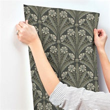 Tap Root Charcoal by Chesapeake Floral Damask Wallpaper – Brewster 4169-27601
