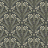 Tap Root Charcoal Floral Damask Wallpaper by Chesapeake