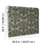 Tap Root Charcoal by Chesapeake Floral Damask Wallpaper – Brewster 4169-27601