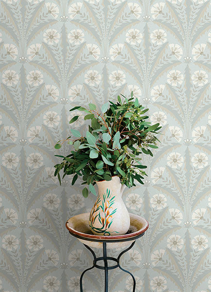 Tap Root Light Blue by Chesapeake Floral Damask Wallpaper – Brewster Home Fashions 4169-27602