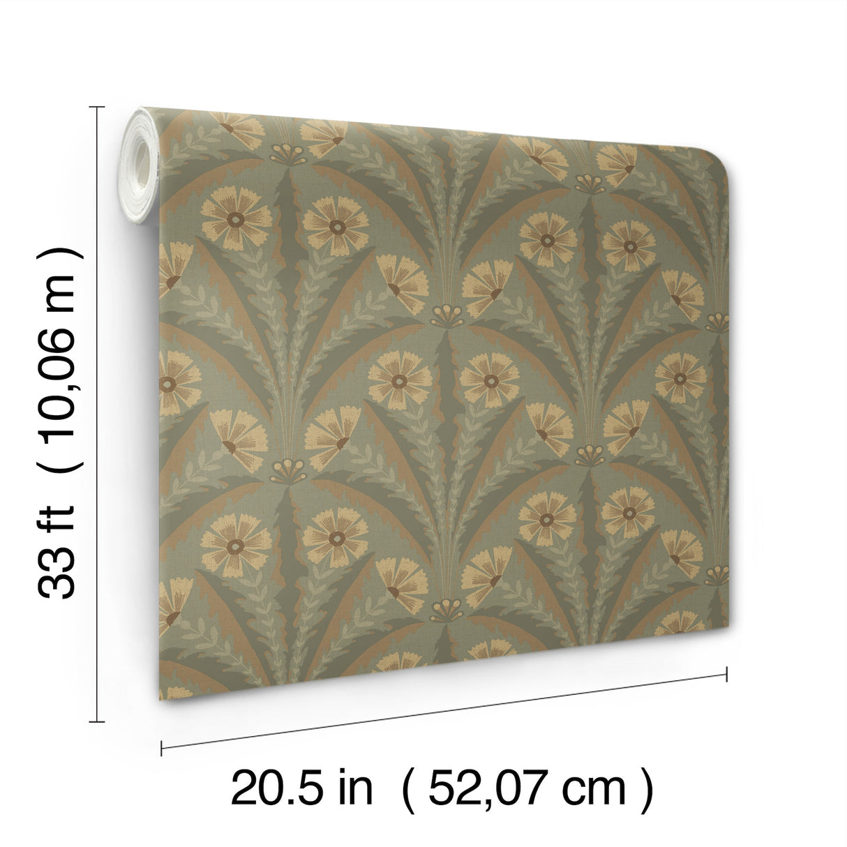 Tap Root Green by Chesapeake Floral Damask Wallpaper – Brewster Home Fashions 4169-27604