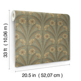 Tap Root Green by Chesapeake Floral Damask Wallpaper – Brewster Home Fashions 4169-27604