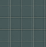 Auberge Teal Plaid Wallpaper in Teal by Chesapeake, 20.5 in x 33 ft roll