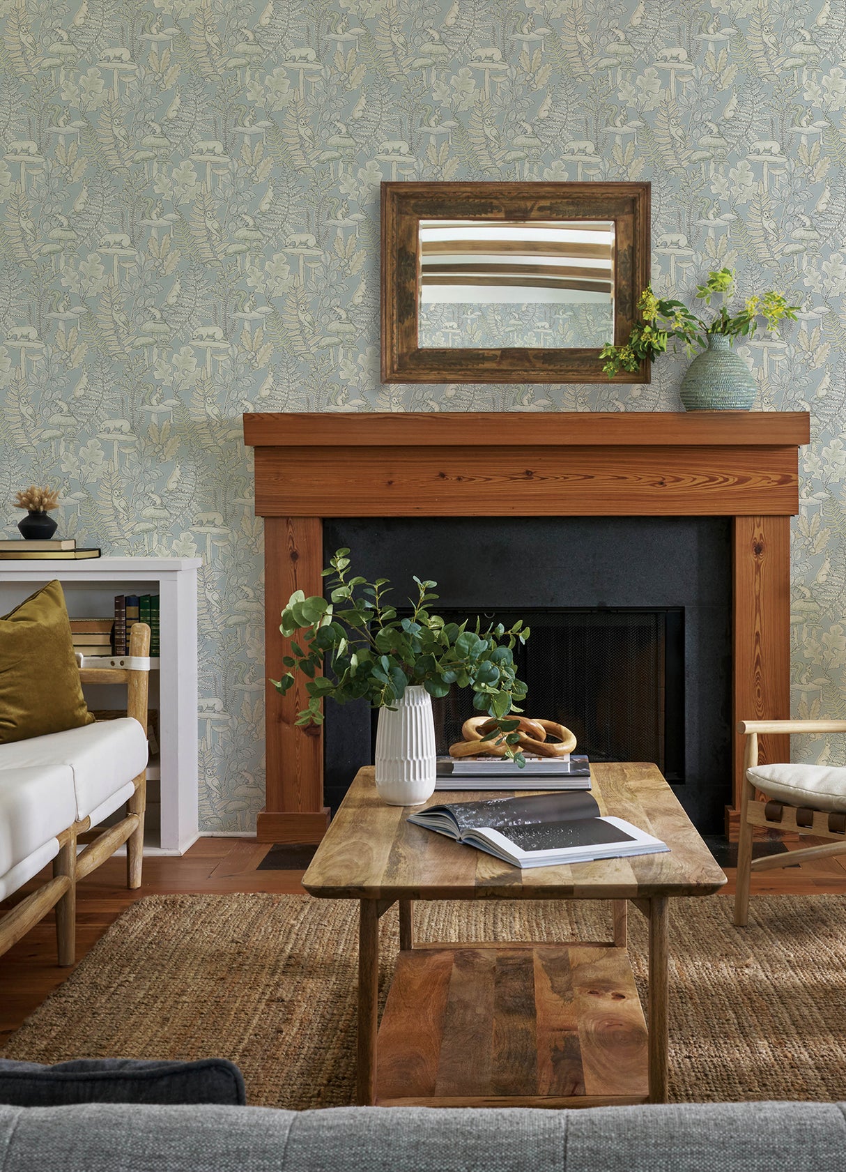 Holt Light Blue by Chesapeake Woodland Wallpaper – Brewster Home Fashions 4169-83102