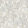 Holt Neutral Woodland wallpaper detail with embroidered-style forest animals and foliage