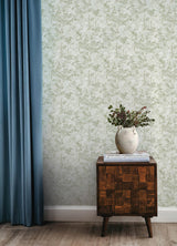 Thicket Sage Green by Chesapeake Forest Wallpaper, 20.5 in W x 33 ft L, Prepasted Sure Strip, Washable - Brewster Home Fashions 4169-83109-Sample