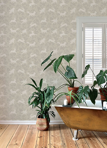 Revelry Taupe by Chesapeake Forest Frolic Wallpaper – Brewster 4169-83112