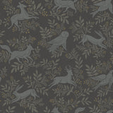 Revelry Black Forest Frolic Wallpaper in Black by Chesapeake