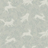 Chesapeake Revelry Sage Forest Frolic Wallpaper in sage with woodland animals