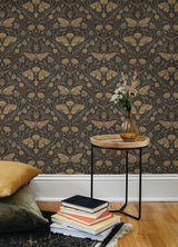 Mystic Moth Black by Chesapeake Forest Magic Wallpaper – Brewster Home Fashions 4169-83116