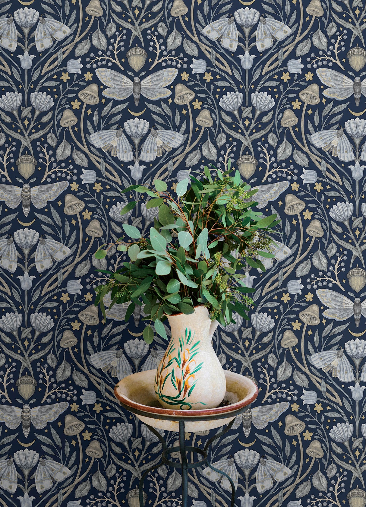 Mystic Moth Navy by Chesapeake Forest Magic Wallpaper – Brewster Home Fashions 4169-83118