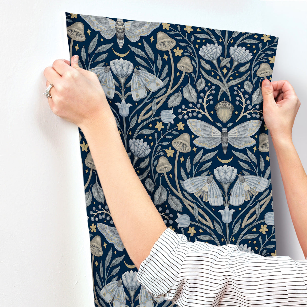 Mystic Moth Navy by Chesapeake Forest Magic Wallpaper – Brewster Home Fashions 4169-83118