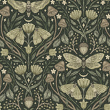 Mystic Moth Dark Green Forest Magic Wallpaper by Chesapeake