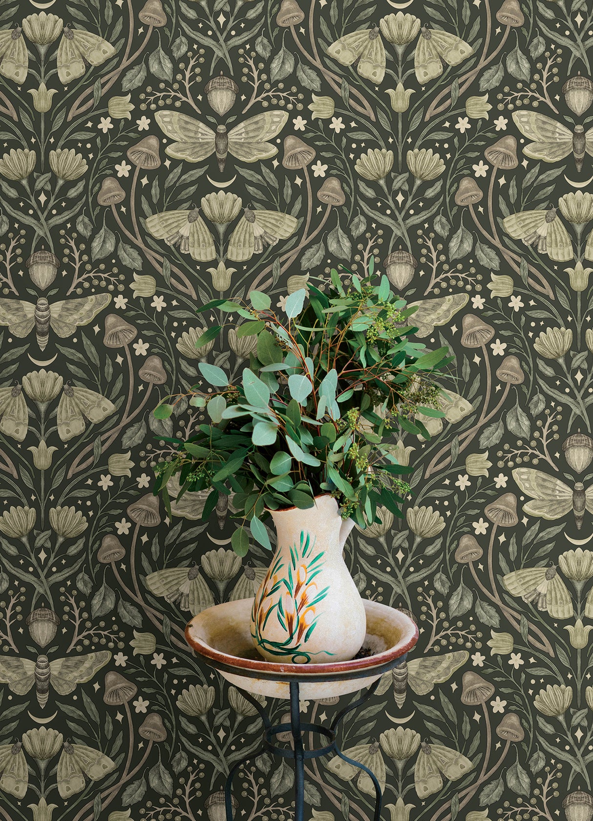 Mystic Moth Dark Green by Chesapeake Forest Magic Wallpaper – Brewster Home Fashions 4169-83120