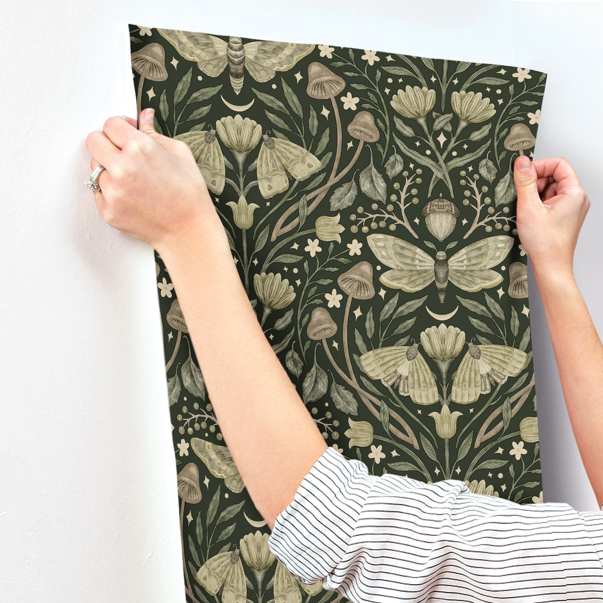 Mystic Moth Dark Green by Chesapeake Forest Magic Wallpaper – Brewster Home Fashions 4169-83120
