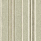 Chesapeake Calvados Moss Linen Stripe Wallpaper sample showing moss green linen texture with vertical cream and taupe stripes.