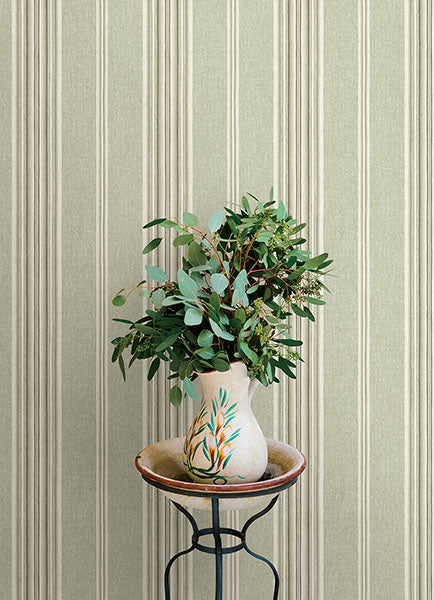 Calvados Moss by Chesapeake Linen Stripe Wallpaper – Brewster Home Fashions 4169-83121