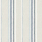 Calvados Blue Linen Stripe Wallpaper roll showing linen-texture blue and white vertical stripes