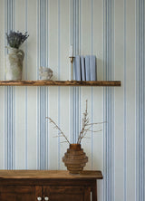 Calvados Blue by Chesapeake Linen Stripe Wallpaper – Brewster Home Fashions 4169-83123