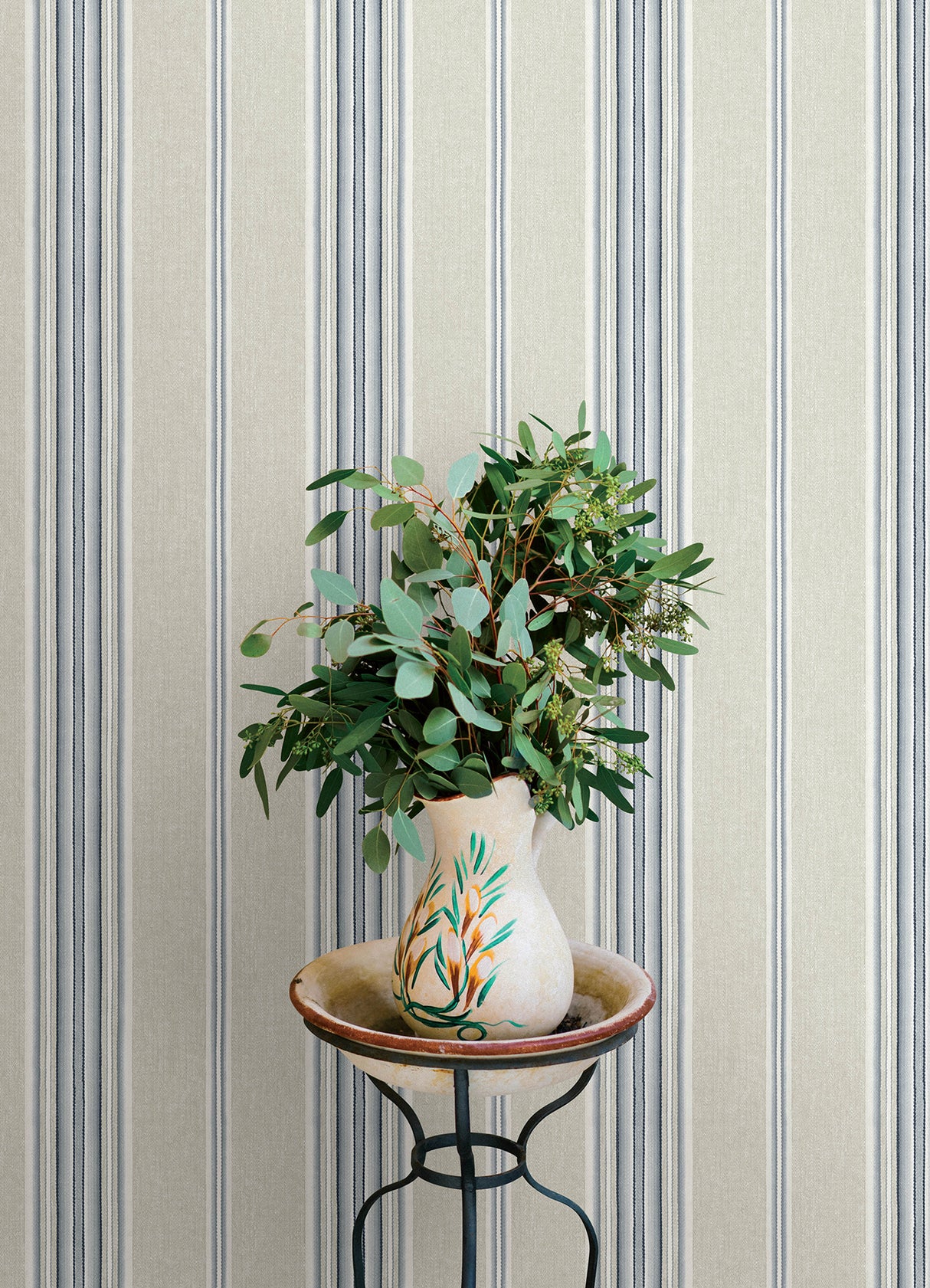Calvados Blue by Chesapeake Linen Stripe Wallpaper – Brewster Home Fashions 4169-83123
