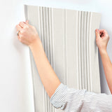 Calvados Grey by Chesapeake Linen Stripe Wallpaper – Brewster 4169-83124