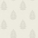 Chesapeake Frond Cream Leaf Wallpaper with grey fern outlines on cream linen-look background.