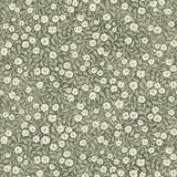 Poppy Trail Green floral wallpaper by Chesapeake, small poppy pattern on green ground