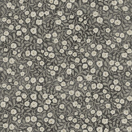 Chesapeake Poppy Trail Black Floral Wallpaper, 20.5 in x 33 ft roll, botanical poppy pattern