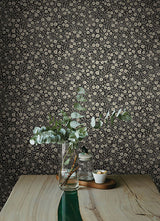 Poppy Trail Black by Chesapeake Botanical Floral Wallpaper – Brewster Home Fashions 4169-83133