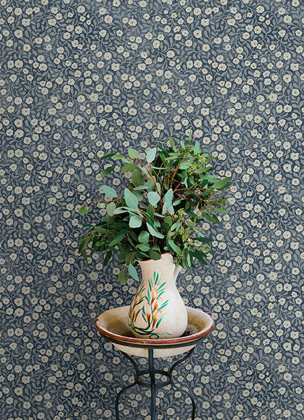 Poppy Trail Dark Blue by Chesapeake Floral Wallpaper – Brewster Home Fashions 4169-83135
