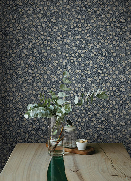 Poppy Trail Dark Blue by Chesapeake Floral Wallpaper – Brewster Home Fashions 4169-83135