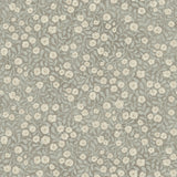 Chesapeake Poppy Trail Aqua Floral Wallpaper roll with cream poppies and aqua leaves on grey ground