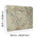 Tea Olive Green by Chesapeake Finch Frolic Birds Wallpaper – Brewster 4169-83138