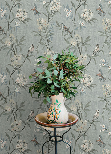 Tea Olive Blue by Chesapeake Finch Frolic Wallpaper – Brewster Home Fashions 4169-83139