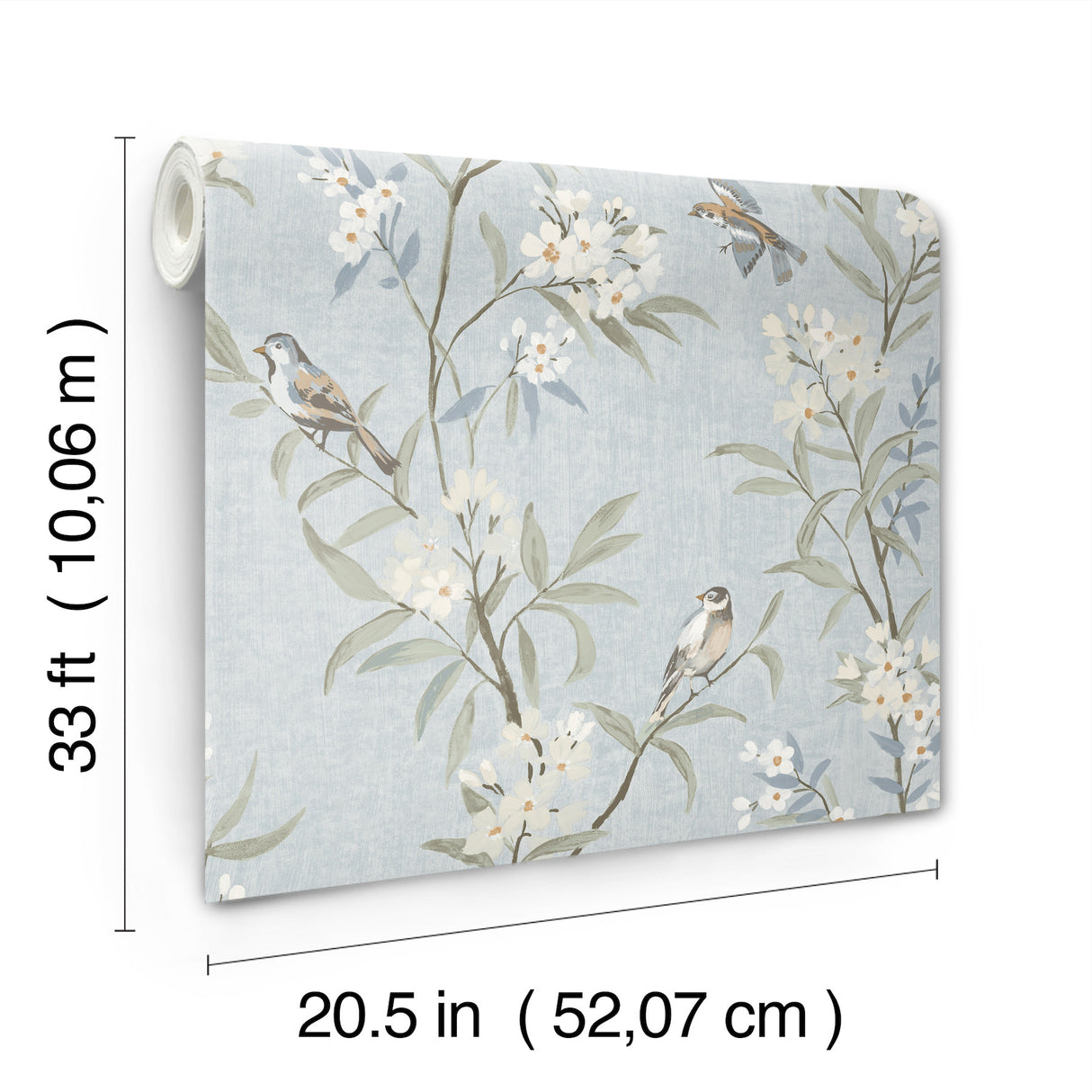 Tea Olive Light Blue by Chesapeake Finch Frolic Wallpaper – Brewster Home Fashions 4169-83140