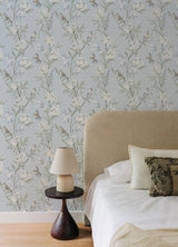 Tea Olive Light Blue by Chesapeake Finch Frolic Wallpaper – Brewster Home Fashions 4169-83140