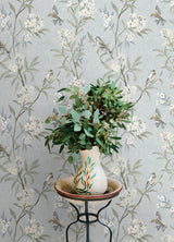 Tea Olive Light Blue by Chesapeake Finch Frolic Wallpaper – Brewster Home Fashions 4169-83140