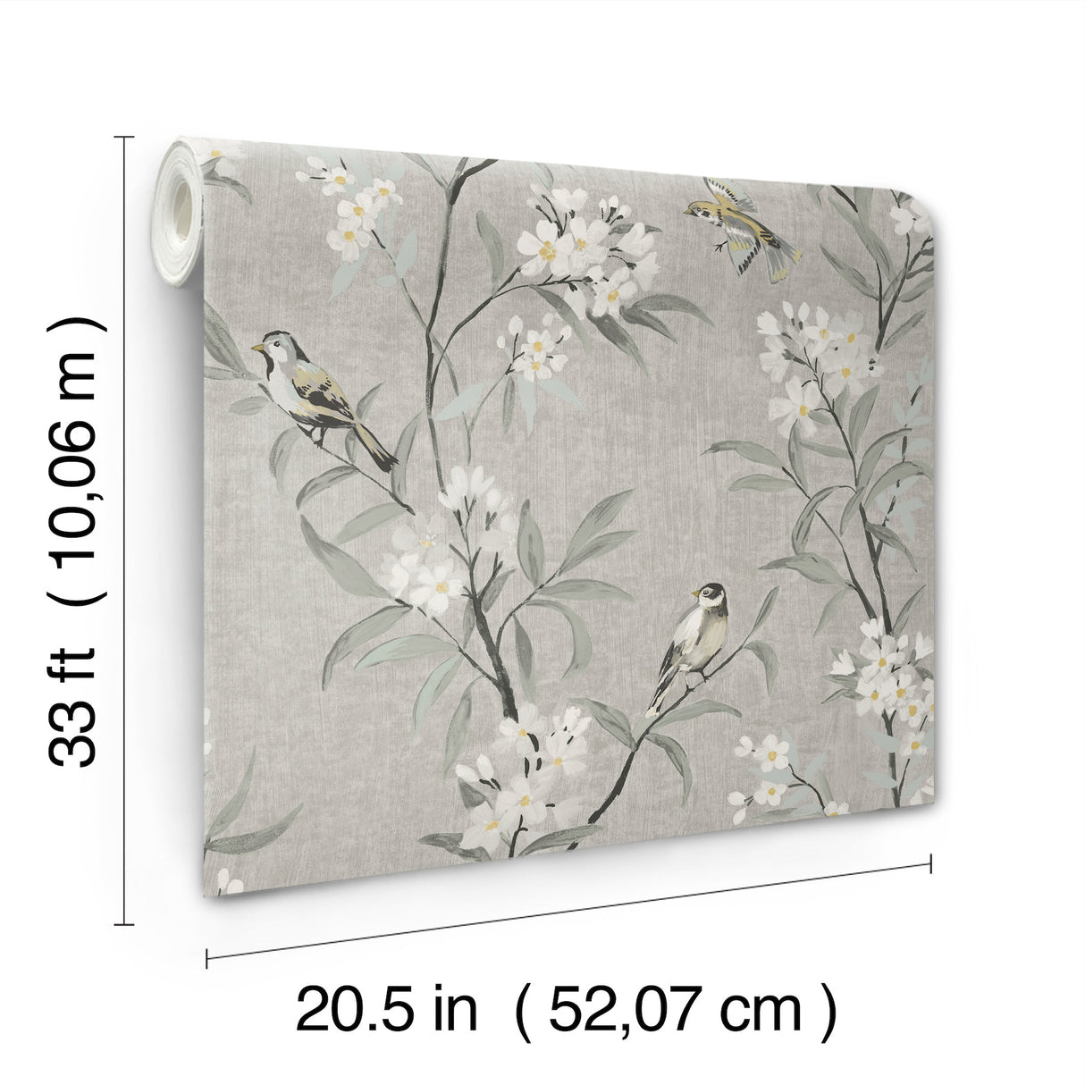 Tea Olive Gray by Chesapeake Finch Frolic Wallpaper – Brewster Home Fashions 4169-83141