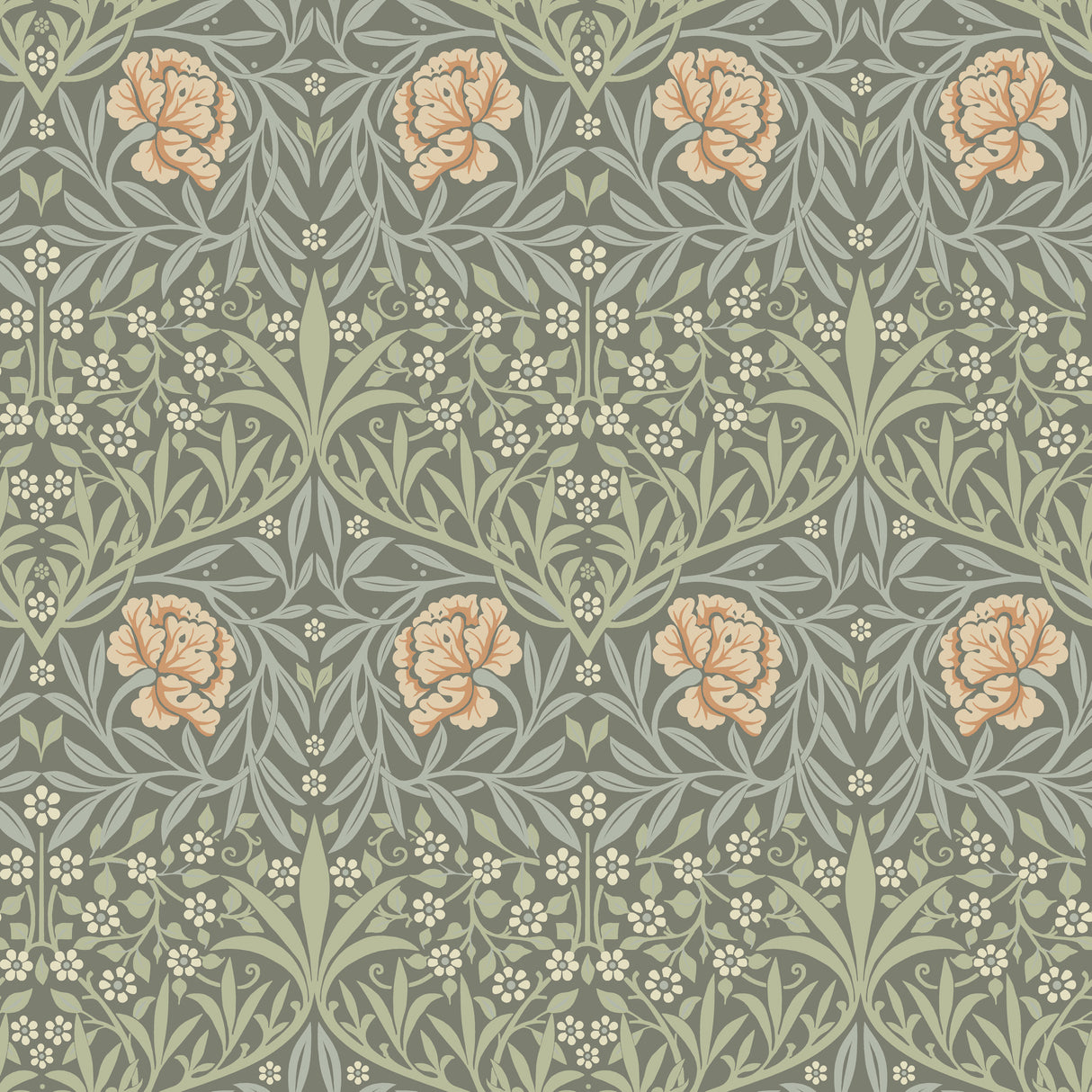 Oxford Union Grey Floral Vines Wallpaper roll and pattern by A-Street Prints