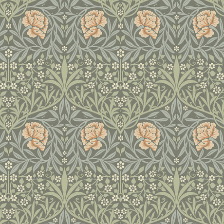 Oxford Union Grey Floral Vines Wallpaper roll and pattern by A-Street Prints