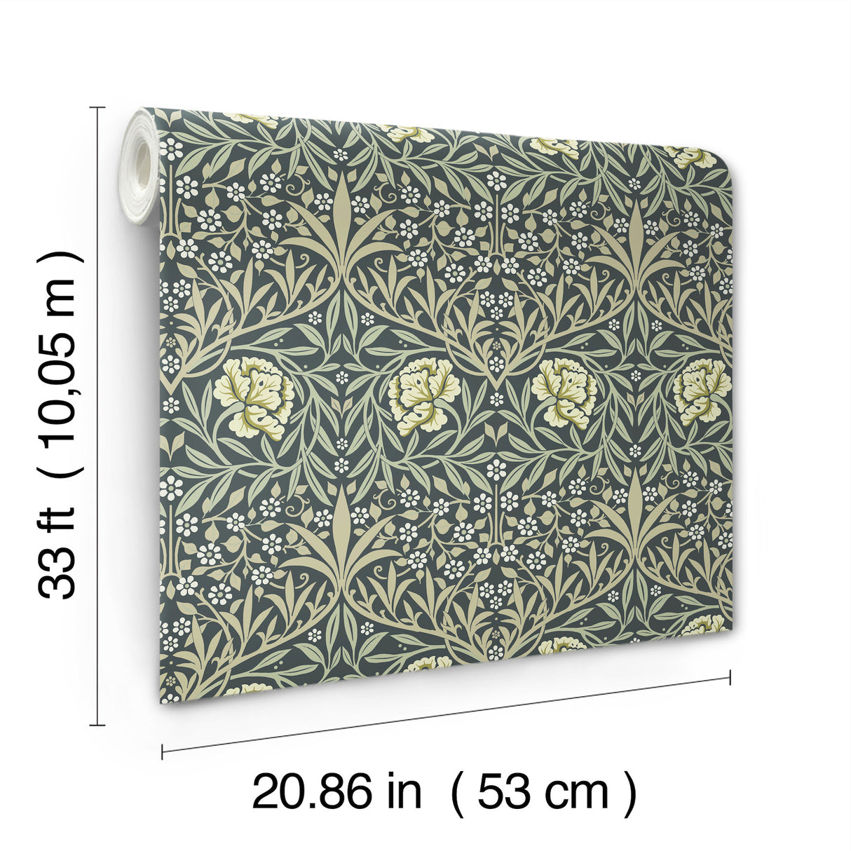 Oxford Union Sea Green by A-Street Prints Floral Vines Wallpaper – Brewster 4171-82047
