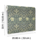Oxford Union Sea Green by A-Street Prints Floral Vines Wallpaper – Brewster 4171-82047