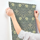 Oxford Union Sea Green by A-Street Prints Floral Vines Wallpaper – Brewster 4171-82047