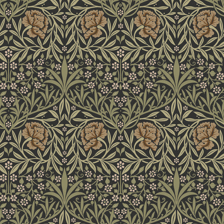Oxford Union Black Floral Vines Wallpaper by A-Street Prints