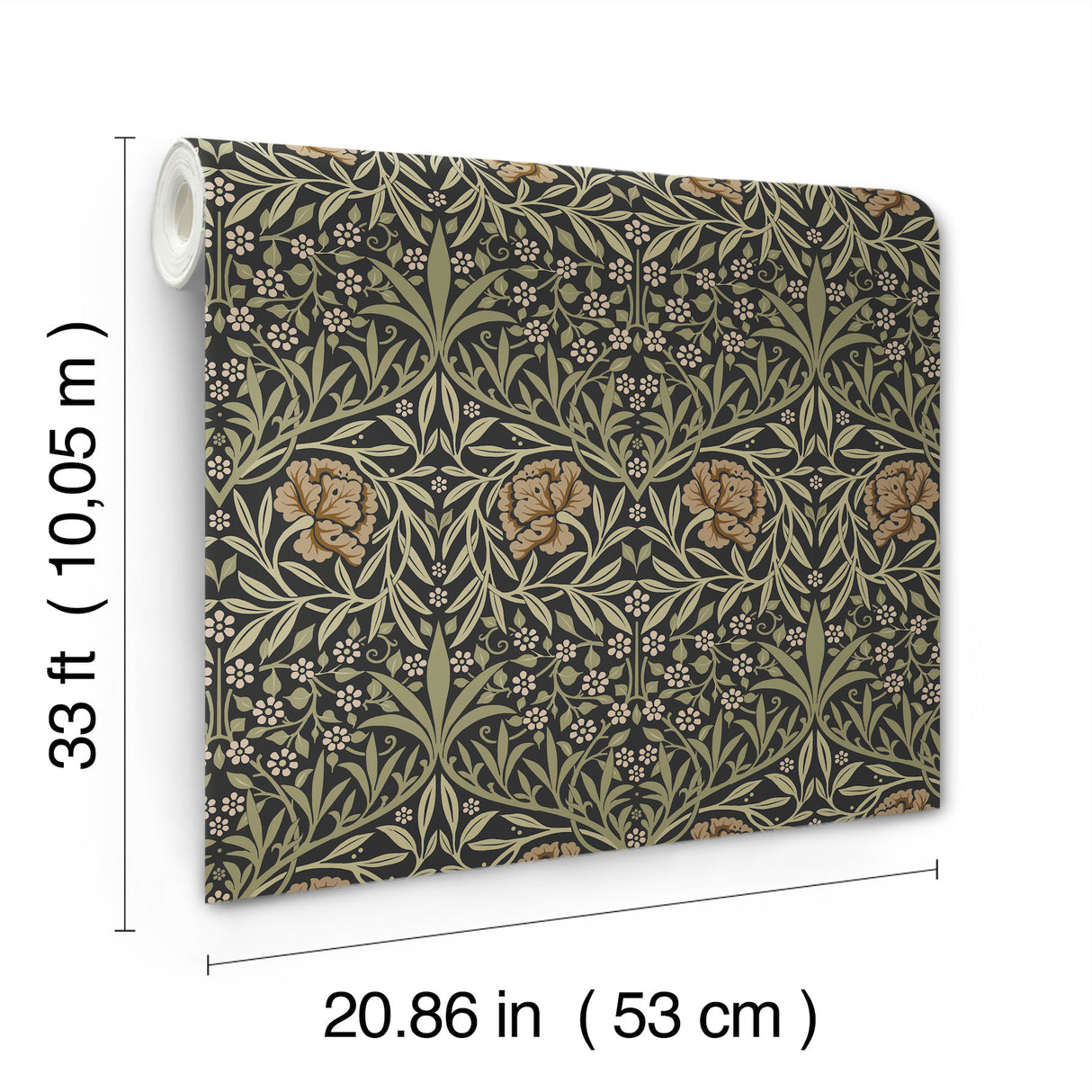 Oxford Union Black by A-Street Prints Floral Vines Wallpaper – Brewster 4171-82048