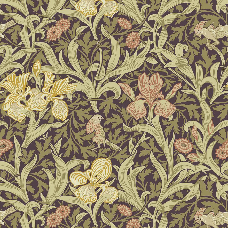 A-Street Prints Iris Plum Wild Gardens Wallpaper pattern and room view